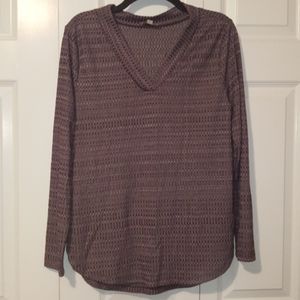 Purple/Gray 3/4 Sleeve L LOFT Outlet Shirt
